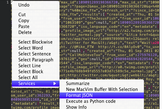 Unindented JSON code